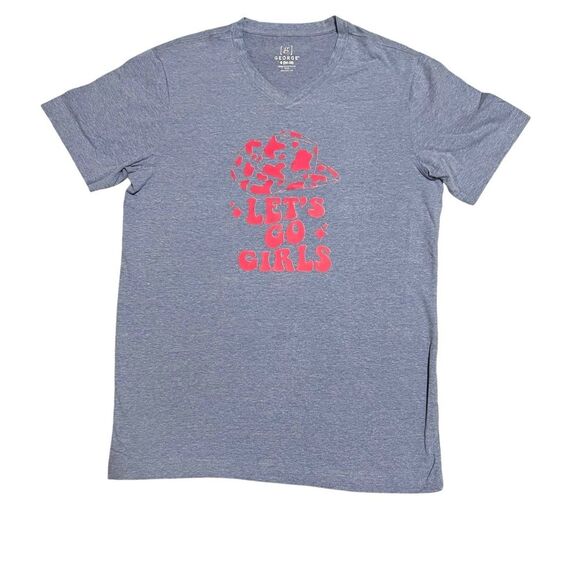Let's Go Girls V-Neck T-Shirt Blue Heather Size‎ Small - Picture 2 of 4